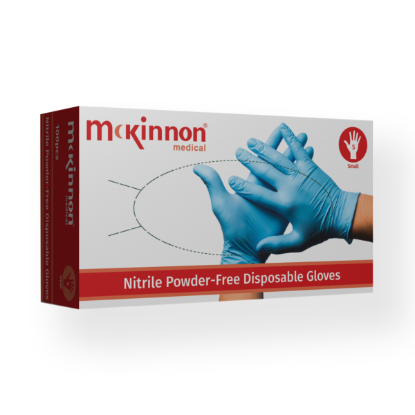 Mckinnon Medical Large Blue Nitrile Powder-Free Examination Gloves (Box 100)